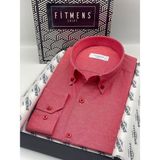 Slim Fit Uzun Kol Pamuklu Hediye Kutulu Kolay Ütülenebilir Erkek Gömlek FS-002225 - Kırmızı
