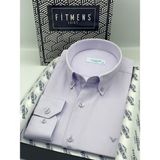 Slim Fit Uzun Kol Pamuklu Hediye Kutulu Kolay Ütülenebilir Erkek Gömlek FS-002225 - Lila - 2XL