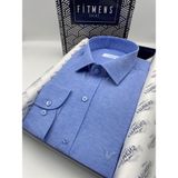 Slim Fit Uzun Kol Saten Hediye Kutulu Kolay Ütülenebilir Erkek GÖMLEK(KR.9511) - Saks Mavi - 2XL
