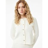 Slim Fit Uzun Kollu Aplike Detaylı Dokulu Bisiklet Yaka Hırka