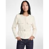 Slim Fit Uzun Kollu Bisiklet Yaka Kemerli Peplum Tüvit Ceket