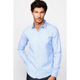 Slim Fit Uzun Kollu Dar Kesim Desenli Pamuklu Kolay Ütülenebilir Mavi Erkek Gömlek