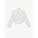 Slim Fit Uzun Kollu Düğmeli Kruvaze Crop Tüvit Ceket