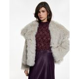Slim Fit Uzun Kollu Hafif Dik Yaka Transparan Dantelli Tişört
