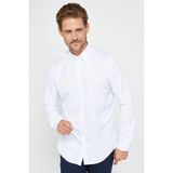 Slim Fit Uzun Kollu Kolay Ütü Teri Emen Nefes Alan Doku Kravatlık Dört Mevsim Beyaz Erkek Gömlek - 2XL