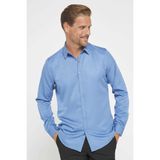 Slim Fit Uzun Kollu Kolay Ütü Teri Emen Nefes Alan Doku Kravatlık Dört Mevsim İndigo Erkek Gömlek