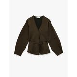 Slim Fit Uzun Kollu Peplum Kesim Kemerli Hırka