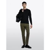 Slim Fit Vintage Efekt Chino Pantolon Erkek Haki Yeşili Pantolon - 325A4DM6SF02Y
