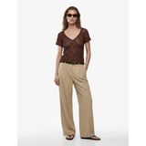 Slim Fit Yarı Transparan Kısa Kollu V Yaka Dantel Tişört