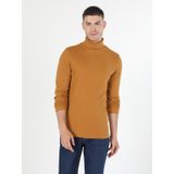Slim Fit Yarim Balikci Düz Sarı Erkek Uzun Kol Tişört