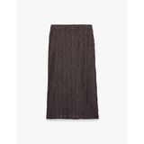 Slim Fit Yırtmaçlı Bürümcük Kumaş Dokulu Midi Kalem Etek