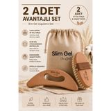 SLİM GEL %100 Doğal At Kılı Fırçası (Kese Hediye ) ve Ahşap Selülit Masaj Aleti 2' li Bakım Seti