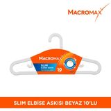 Slim İnce Elbise Askısı 10'lu Paket, Yerden Tasarruf Sağlayan Minimalist Askı - Beyaz