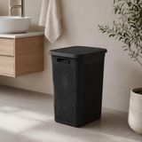 Slim Kapaklı Çamaşır Sepeti, İnce Dar Alan Plastik Kirli Çamaşır Kutusu, Banyo Çamaşır Odası ve Dolap Yanı Kullanımına Uygun Kirli Sepeti (siyah)