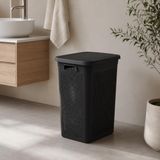 Slim Kapaklı Çamaşır Sepeti, İnce Dar Alan Plastik Kirli Çamaşır Kutusu, Banyo Çamaşır Odası ve Dolap Yanı Kullanımına Uygun Kirli Sepeti (siyah)