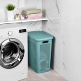 Slim Kapaklı Çamaşır Sepeti, İnce Dar Alan Plastik Kirli Çamaşır Kutusu, Banyo Çamaşır Odası ve Dolap Yanı Kullanımına Uygun Kirli Sepeti (yeşil)