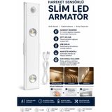 Slim LED Kabin Armatürü Hareket Sensörlü Dekoratif Gece Lambası USB Şarjlı Aydınlatma - 20 Cm - Beyaz