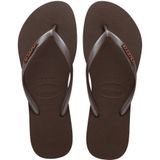 Slim Logo Metallic Dark Brown Kadın Terlik
