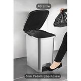 Slim Pedallı Banyo Mutfak Çöp Kovası - 40 Litre - Antrasit (Iç Kovasız) - 40 lt - Antrasit - Gri