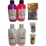 Slime Slaym Yapma Seti 250ML* 4 Adet + Toz Sim 2 Adet + Köpük - Set x Set x Karışık-Çok Renkli