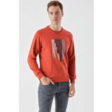 Slimfit Bisiklet Yaka Önü Baskılı 2 İplik Erkek Sweatshirt KREMİT L