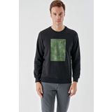 Slimfit Bisiklet Yaka Önü Baskılı 2 İplik Erkek Sweatshirt