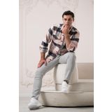 Slimfit Çift Cepli Ekoseli Pamuklu Kalın Erkek Oduncu Gömlek PEMBE M