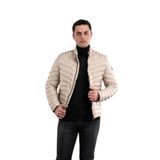 SLİMFİT DİK YAKA FERMUARLI ERKEK PUFFER MONT KREM 48