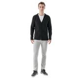 Slimfit Mono Yaka Torba Cepli Kendinden Çizgili Erkek Triko Hırka SİYAH L