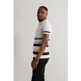 Slimfit Polo Yaka Likralı Çizgili Triko Kumaş Yazlık Spor Erkek T-shirt