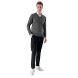 Slimfit V Yaka Düz Basic Model Pamuklu Erkek Uzun Kol Triko Kazak ANTRASİT XXL