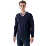 Slimfit V Yaka Düz Basic Model Pamuklu Erkek Uzun Kol Triko Kazak LACİVERT 3XL