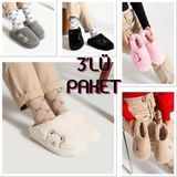 Slipcat 3'lü Paket Terlik Ev Terliği Çeyiz Bohça Seti - Yeşil - Çok Renkli