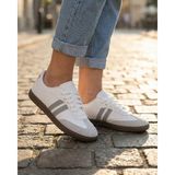 Slipcat Kadın Casual Sneakers Spor Ayakkabı Beyaz - Gümüş Düz Taban ile Şık ve Rahat