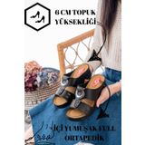 Slipcat Kadın Dolgu Topuk Ortopedik Siyah Günlük Terlik Rahat Hafif Şık İçi Pedli Genç Anne Terlik