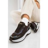 Slipcat Kadın, Hologram Detaylı, Kapitone Dokulu, Kalın Taban, Konforlu Sneaker Spor Ayakkabı - Kahverengi