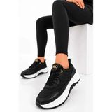 Slipcat Kadın, Hologram Detaylı, Kapitone Dokulu, Kalın Taban, Konforlu Sneaker Spor Ayakkabı - Siyah - Beyaz