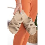 Slipcat Kadın Kaymaz Plaj Sokak Terlik Airblow Ahtapot Krem Renkli Konforlu Tasarım