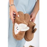 Slipcat Kadın Tavşan Figürlü Sessiz Taban Peluş Ev Terliği