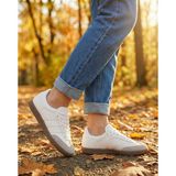 Slipcat Unisex Beyaz Spor Ayakkabı Casual Sneakers Düz Tabanlı Kadınlar İçin Rahat Tasarım - Beyaz - Beyaz