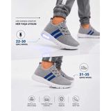 Slipcat Unisex Çocuk Işıklı Spor Ayakkabı Rahat Günlük Sneaker - Gri - Mavi