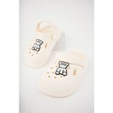 Slipcat Unisex Çocuk Sandalet Eğlenceli Figür Detayları ve Ayarlanabilir Velcro Bant Yazlık - Krem