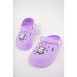 Slipcat Unisex Çocuk Sandalet Eğlenceli Figürlerle Süslenmiş Rahat Terlik Mor Renk