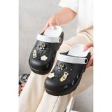 Slipcat Unisex Deniz Sabo Sandalet Doktor ve Hemşireler İçin Hafif ve Esnek Yapı - 010-Siyah
