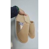 Slipcat Unisex Ev Terliği Kaymaz Tabanlı Ribana Kumaş Konforlu Model Şık ve Konforlu Ev Içi Terlik Yarı Deri - Kahverengi - Cappuccino - Krem