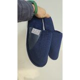 Slipcat Unisex Ev Terliği Kaymaz Tabanlı Ribana Kumaş Konforlu Model Şık ve Konforlu Ev Içi Terlik Yarı Deri - Lacivert