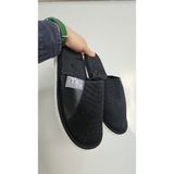 Slipcat Unisex Ev Terliği Kaymaz Tabanlı Ribana Kumaş Konforlu Model Şık ve Konforlu Ev Içi Terlik Yarı Deri - Siyah