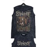 Slipknot All Hope Is Gone Sırt Baskılı Yıkamalı Bisiklet Yaka Kolsuz Tişört - Siyah - 4XL