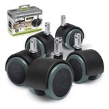 Slipstick CB680 5,1 cm zemin koruma lastik büro sandalyesi Caster Wheels (set 5) standart Stem size – Siyah/Gri