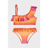Slipstop Charmiss Junior Tek Omuz Detaylı Hızlı Kuruyan Uv Korumalı Fırfırlı Kız Çocuk Bikini SB2614000601 ORANJ